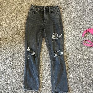 Mom jeans black washed ripped jeans
